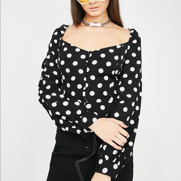Dolls Kill Tops - 🔺5 FOR $20🔻 Essue Claire Bear Polka Dot Top